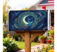 Housse magnétique pour boîte aux lettres paon, plumes de lune céleste, bleu printemps, 45,7 x 53,3 cm