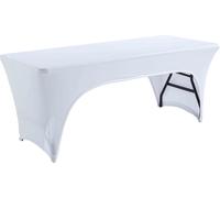 Housse Nappe pour table pliante 180cm à double ouverture, blanc - Oviala Stretch