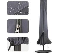 Housse Parasol 190x25x48cm Imperméable 600D tissu Oxford enduit PVC avec fermeture éclair - Gris - Convient pour parasols de 1,8 m à 3,4 m Housse de parasol