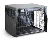Housse pour cage de transport pour chien Unyqoos® de 61 cm – respirante (Air-Mesh) avec protection contre le vent, en polyester enduit de PVC, avec 2 portes enroulables, lavable en machine