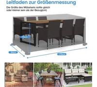 Housse pour meubles de jardin, imperméable, résistante, en tissu Oxford 420D, avec boucles coupe-vent, bâche rectangulaire pour tables de terrasse, chaises et meubles en rotin (170 x 94 x 70 cm).