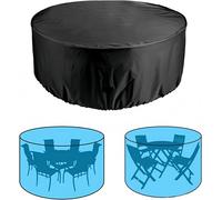 Housse pour mobilier de jardin, forme ronde - Nappe d'extérieur - Protège les meubles - Matériau Oxford imperméable - 185x110 cm - Noir