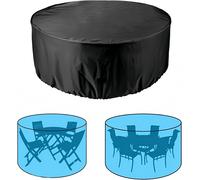 Housse pour mobilier de jardin, forme ronde - Nappe d'extérieur - Protège les meubles - Matériau Oxford imperméable - 185x110 cm - Noir