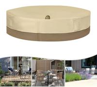 Housse pour mobilier de jardin - Housse pour ensemble de table et chaises rondes Ø 239 cm - Polyester imperméable avec revêtement argenté - Protection UV - Sac de rangement - Beige