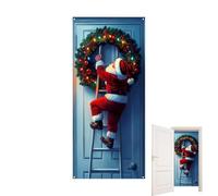 Housse Pour Porte De Noël Ornement Festif Réutilisable Facile À Installer | Bannière Décorative en Tissu pour Porte d'Entrée Pour Fêtes D'Hiver Décoration Ferme Garage Séance Photo Fête Crémaillèr