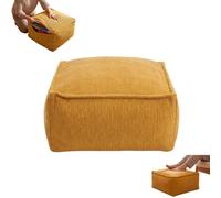Housse pour Pouf de Rangement, carré Vendue sans Rembourrage, Lavable (Jaune Moutarde)