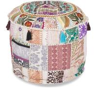 Housse Pour Pouf Repose-Pieds-Style Ethnique Indien-Brodée-En Coton Indien-Rond-Décoration Artistique-55,9X35,6Cm[CA169]