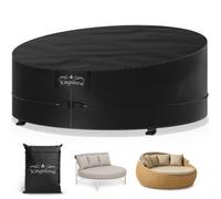 Housse ronde Kingsleeve® de protection exterieur en Tissu Oxford, Bâche ronde Diamètre 190 x 90/50 cm pour lit ou îlot de jardin