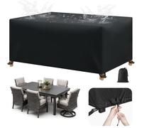 Housse Salon de Jardin 270x185x90cm/LxIxH Bâche Table de Jardin | Tissu Oxford 420D Bâche Table de Jardin Couverture de Protection Meubles Exterieur Imperméable Coupe-Vent Anti-UV Noir