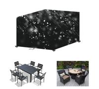 Housse Salon de Jardin 60x50x45cm 420D Oxford Imperméable | Housse Table Extérieur Coupe-Vent Anti-UV Rotin Mobilier Hiver Neige Pluie Terrasse Balcon Protection Noir