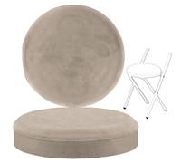 Housse Tabouret de Bar Rond Housses Moutarde Vert Marron 2 Pièces Élastique Couverture Stretch Pouf Amovible Chaise Siège Coussin pour Salle À Manger Couvre Ronde Protection Velours(Chameau,35-40cm)