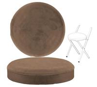 Housse Tabouret de Bar Rond Housses Moutarde Vert Marron 2 Pièces Élastique Couverture Stretch Pouf Amovible Chaise Siège Coussin pour Salle À Manger Couvre Ronde Protection Velours(Café,35-40cm)