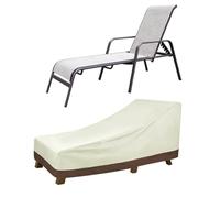 Housse Transat de Jardin Imperméable 420D Oxford, Housse de Protection pour Bain de Soleil Extérieur, Anti-UV, Coupe-Vent, Bande Adhésive Au Bas pour Fixation Sécu(Size:208*76*41/79cm-210,Color:Beige)