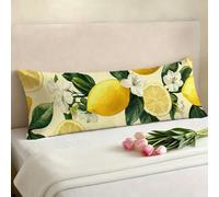 Housse Traversin 120 cm Citron, Taie Oreiller 120x40 cm, Housse de Coussin Fruit, Taie de Traversin Doux Velour Protege Oreiller, Double Face Impression pour Decoratif Salon Canape Lit Cadeau E0-1038