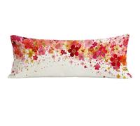Housse Traversin 135 cm Rouge, Taie Oreiller 135x45 cm, Housse de Coussin Fleur, Taie de Traversin Doux Velour Protege Oreiller, Double Face Impression pour Decoratif Salon Canape Lit Cadeau E0-1076