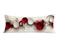 Housse Traversin 145 cm Beige, Taie Oreiller 145x40 cm, Housse de Coussin Rouge, Taie de Traversin Respirant Lin Protege Oreiller, Double Face Impression pour Decoratif Salon Canape Lit Cadeau E0-980