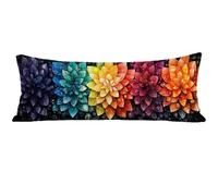 Housse Traversin 145 cm Couleur, Taie Oreiller 145x40 cm, Housse de Coussin Fleur, Taie de Traversin Doux Lin Protege Oreiller, Double Face Impression pour Decoratif Salon Canape Lit Cadeau E0-1004