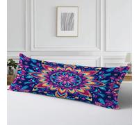 Housse Traversin 180 cm x 60 cm Housse Coussin Fleurs Taie Oreiller, Cod443 | Mandala Motif Velour Douce Double Face Impression Taie d'oreiller avec Fermeture Eclair Caché pour Salon Chambre Cadeau Femme