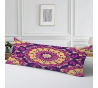 Housse Traversin 180 cm x 60 cm Housse Coussin Rose Taie d'oreiller, Cod419 | Mandala Motif Velour Douce Double Face Impression Taie d'oreiller avec Fermeture Eclair Caché pour Salon Chambre Cadeau Femme