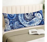 Housse Traversin 90 cm x 30 cm, Housse Coussin Bleu, Boho Motif Velour Douce Double Face Impression Taie d'oreiller avec Fermeture Eclair Caché Oreiller pour Decoration Maison Cadeau Femme, Cod1907