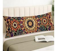 Housse Traversin 90 cm x 30 cm, Housse Coussin Boh, Fleurs Motif Velour Douce Double Face Impression Taie d'oreiller avec Fermeture Eclair Caché Oreiller pour Decoration Maison Cadeau Femme, Cod1988
