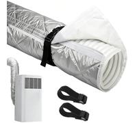 Housse Tuyau Climatiseur Mobile - 150 cm Gaine Isolante Universelle pour Tuyau d'Évacuation Ø 13-15 cm, Manchon d'Isolation Thermique Anti-UV avec et 2 Sangles, Argenté