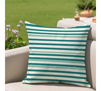 Housses Coussin 30x30 cm Turquoise Coussin Exterieur Impermeable Lin Taie D'oreiller Bande Lot de 1 Double Face Impression Cushion Covers pour Decorations Jardin Patio Salon Canapé Balcon 2h-656