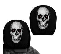 Housses d'Appui-Tête Halloween Visage de Fantôme 2 Pièces Effrayant | Housse d'Appui-Tête Auto Halloween pour Camions Camping-Cars Trajets Quotidiens Farces Fêtes Vacan