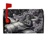 Housses de boîte aux lettres magnétiques avec motif tête de mort, gothique, avion, fantôme, Halloween, pour décoration de porte d'entrée, 45,7 x 53,3 cm