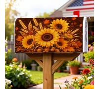 Housses de boîte aux lettres magnétiques de tournesol rustique, feuilles de blé jaune d'automne pour décoration de maison et de jardin, 53,3 x 64,9 cm