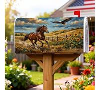 Housses de boîte aux lettres magnétiques en forme de cheval - Style rustique - Aigle naturel - Tournesols - Marron - Pour décoration de jardin et terrasse - 45,7 x 53,3 cm
