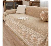 Housses de canapé de Luxe Grand Jet de canapé Housse de canapé avec Gland | Housse de protection universelle for meubles, housses de meubles for animaux de compagnie(Coffee,180x400cm)