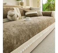 Housses De Canapé en Chenille Vintage, Housse De Canapé avec Pompons | Couverture Décorative De Luxe For Salon, Chambre À Coucher, For La Maison Toutes Saisons(Dark Coffee,110x360cm)