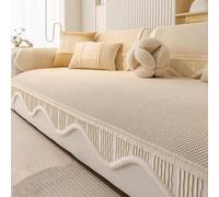 Housses De Canapé en Velours Côtelé Antidérapantes | Protections De Canapé Épaisses Et Douces, Couverture De Décoration For Le Salon(Off-white,90x70cm)
