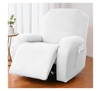Housses de canapé inclinables extensibles en tricot, douces et solides | Housse de protection de meubles antidérapante avec fond élastique for enfants, chats, chiens(White,1 posti)