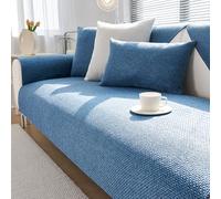 Housses De Canapé Lavables en Coton Et Lin Antidérapant pour Canapé Dangle en L, Housses pour Canapés 2, 3 Et 4 Places, Protection De Meubles Adaptée Aux Animaux De Compagnie Blue 70x70cm