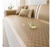 Housses de canapé rafraîchissantes, Couverture Douce et Respirante, Protection de Meubles de canapé, Housse de canapé en Tissu de Soie glacée Lavable(Beige1,80 * 210CM)