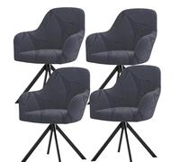 Housses de Chaise Extensibles à Dossier incurvé avec accoudoirs, Protections de siège élastiques pivotantes Modernes pour Coiffeuse et Salon,Gris foncé,4
