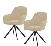 Housses de Chaise Extensibles à Dossier incurvé avec accoudoirs, Protections de siège élastiques pivotantes Modernes pour Coiffeuse et Salon,Beige,2