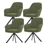 Housses de Chaise Extensibles à Dossier incurvé avec accoudoirs, Protections de siège élastiques pivotantes Modernes pour Coiffeuse et Salon,Vert Olive,4