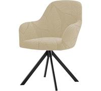 Housses de Chaise Extensibles à Dossier incurvé avec accoudoirs, Protections de siège élastiques pivotantes Modernes pour Coiffeuse et Salon,Beige,1