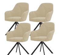 Housses de Chaise Extensibles à Dossier incurvé avec accoudoirs, Protections de siège élastiques pivotantes Modernes pour Coiffeuse et Salon,Beige,4