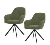 Housses de Chaise Extensibles à Dossier incurvé avec accoudoirs, Protections de siège élastiques pivotantes Modernes pour Coiffeuse et Salon,Vert Olive,2