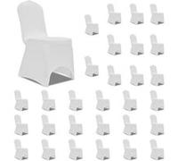 Housses de chaise - vidaXL - Blanc - 30 pcs - Lavable à 40 °C - Élastique et déhoussable Blanc G