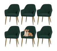 Housses de Chaise wingback Rondes Extensibles élastiques résistantes aux Griffes des Animaux, Protections de siège de Cuisine Modernes Amovibles,Vert,Lot de 6