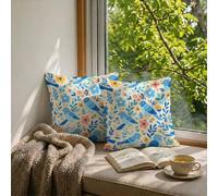 Housses de Coussin 30x30 cm Extérieur Imperméable Bleu Housse Coussin Décoratif Coussins Canapé, Lot de 2 Lin Décoration Taie d'oreiller pour Salon de Jardin Patio Balcon Salon Chambre, Oiseau W-F789