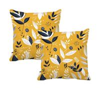 Housses de Coussin 30x30 cm Extérieur Imperméable Couleur Orange Housse Coussin Décoratif Coussins Canapé, Lot de 2 Lin Décoration Taie d'oreiller pour Salon de Jardin Salon Chambre, Feuille W-F809