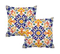 Housses de Coussin 30x30 cm Extérieur Imperméable Mandala Housse Coussin Décoratif Coussins Canapé, Lot de 2 Lin Décoration Taie D'oreiller pour Salon de Jardin Patio Balcon Salon Chambre, Bleu W-F833