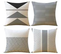 Housses de Coussin 35x35 cm Lot de 4 Housse Coussin gris Housse Coussin Canapé Maison Coussin Extérieur Lin Coussin Canapé Carré Decoratif pour Chambre Canapé Chaise Lit Jardin Extérieur Décoration