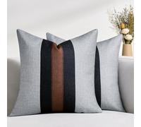 Housses de Coussin de Canapé 40x40 cm Gris et Noir Rayé Patchwork Luxe Moderne Carré Doux et Confortable Taie d'oreiller Décor pour Siège Chambre Salon Décor Maison, Lot de 2